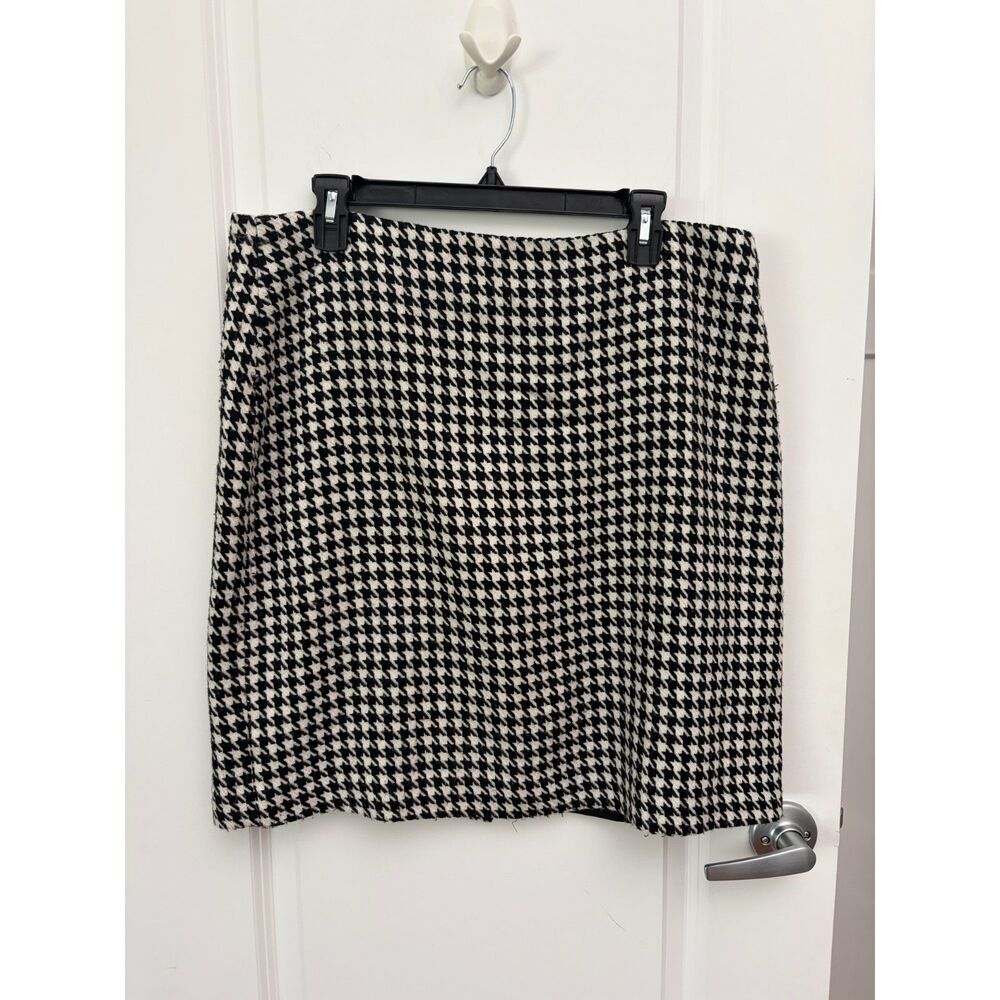 Vintage Geoffrey Beene Black White Houndstooth Mini Skirt Size 14 Lined A-Line
